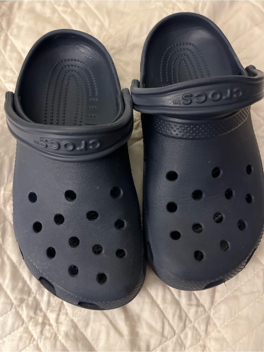 CROCS unisex Navy Blue Clogs with Heel Strap 7M/9W